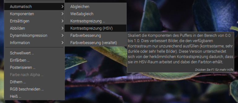 Kontrastspreizung mit GIMP