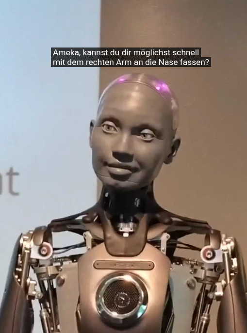 Ameca im Zukunftsmuseum Nürnberg - Interaktion mit ChatGPT